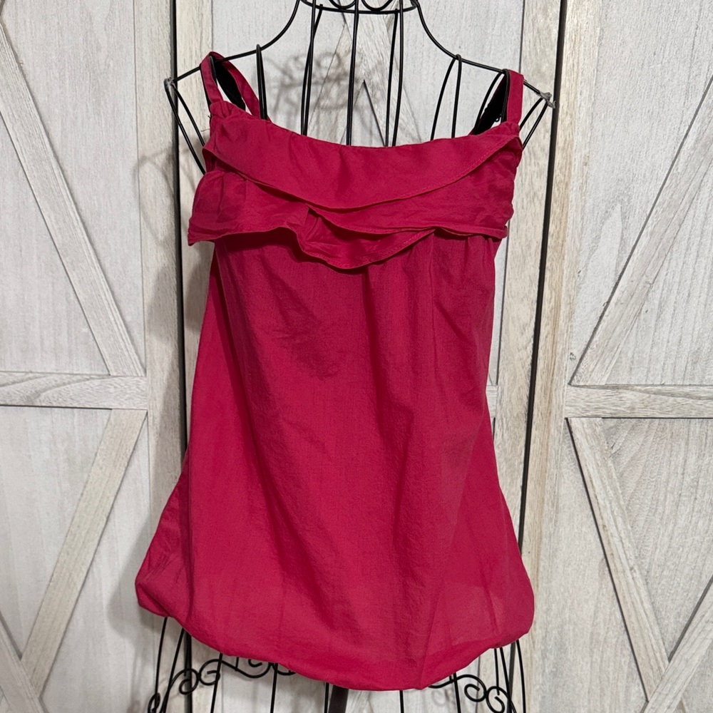 Loft Fuchsia Ruffle Camisole Size M